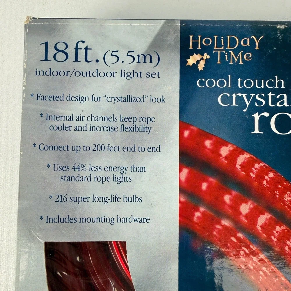 Holiday Time 18ft RED Crystallized Rope Light Indoor Outdoor Set of 2